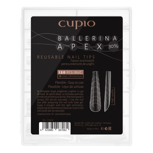 Tipsuri reutilizabile Ballerina Cupio - Apex 30% set 120 bucati