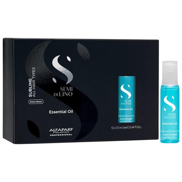 Tratament Ulei Esential pentru Stralucire - Alfaparf Milano Semi Di Lino Sublime Essential Oil, 12 fiole x 13 ml